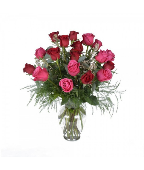 Le bouquet de 18 roses assorties